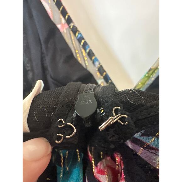 Rococo Sand Metallic Moonlight Print Ruffle Mini Dress Black Multicolor Sz Small - Picture 7 of 10